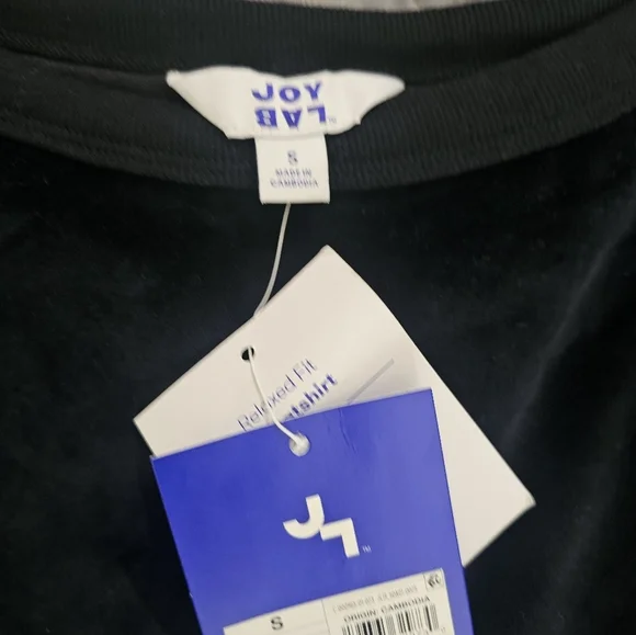 JoyLab Womens Relaxed Fit Sweatshirt Velour Long Sleeve Cropped Black Size S - Picture 7 of 8